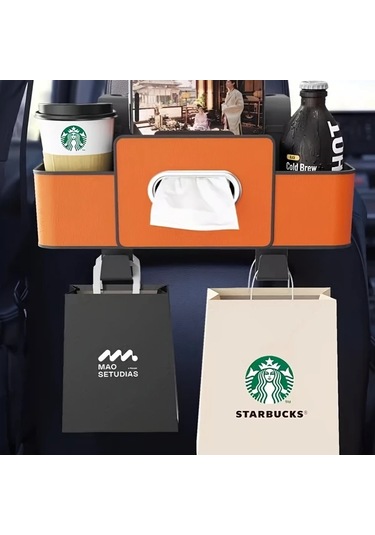 Chuangyinshop Siyah Araç Koltuğu Arkası Sünet Deri Çok Amaçlı Saklama Kutusu