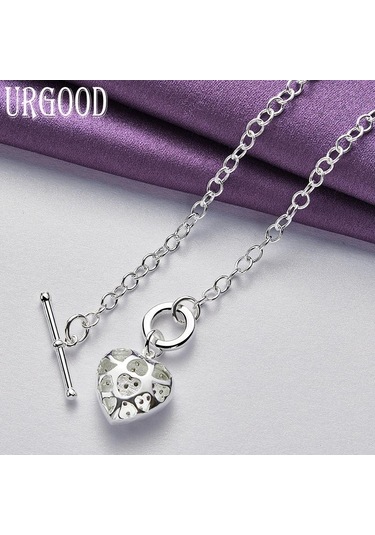 925 Ayar Gümüş Kalp Şeklinde Aaa Zirkon Kolye Kolye Kadın Düğün Parti Moda Takı İçin