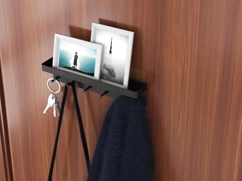 Dofolink Mat Siyah Duvar Tipi Organizatör, 6 Çelik Kanca İle Anahtar, Gözlük, Cüzdan Ve Küçük Eşyalarınızı Düzenleyin - Evinizde Pratik Ve Şık Saklama Çözümü Siyah