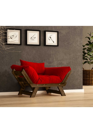 Woodesk Adalar Masif Ceviz-kırmızı Renk Berjer Cpt8135-140 Kırmızı