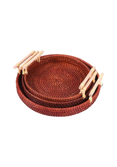 Suntek Gıda Meyve Tatlısı Depolama Için Dokuma Servis Tepsisi Koyu Kahverengi Orta Koyu Kahverengi