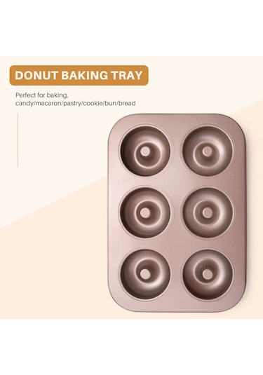 Adet Donut Pişirme Tepsisi Karbon Çelik Donut Kalıbı Tabak Poşet Kalıbı Altın