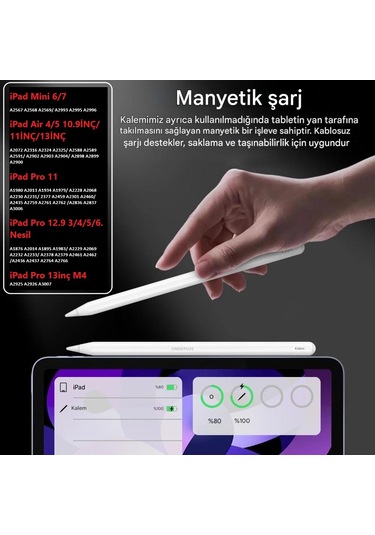 Palm-rejection Wireless Şarj Eğilim Çizim İpad Uyumlu 2.nesil 2018 Sonrası Dokunmatik Kalemi Pencil 2.nesil