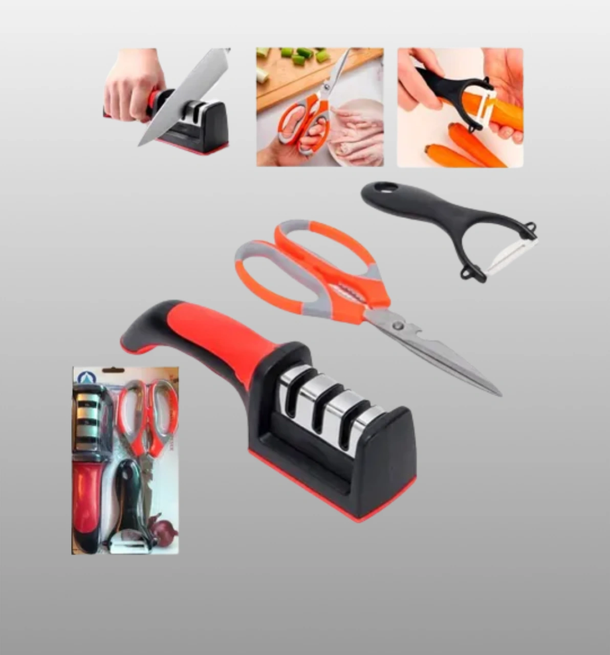 Çok Amaçlı Mutfak Makas Seti Paslanmaz Çelik Ve Ergonomik Tasarım Çok Renkli