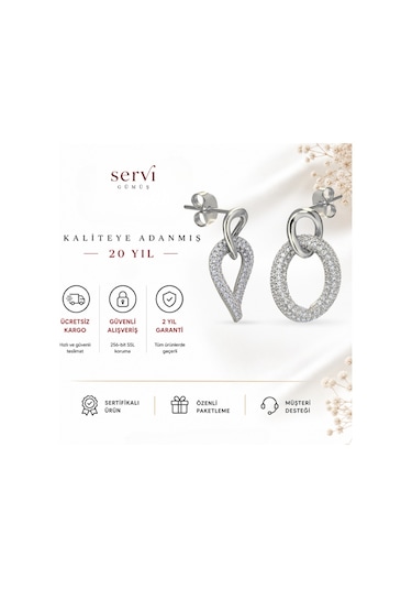 Servi 925 Ayar Gümüş Pavé Damla Küpe -23
