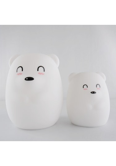 Qingmipy Sevimli Ayı Şekilli Renk Değiştiren Usb Şarjlı Gece Lambası - Çocuk Odası İçin Beyaz