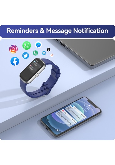 Geeroyoo JZR-GY Nabız Uyku Takibi Ip68 Adım Ve Kalori Sayar Spor Koyu Mavi Akıllı Saat (İthalatçı Garantili)