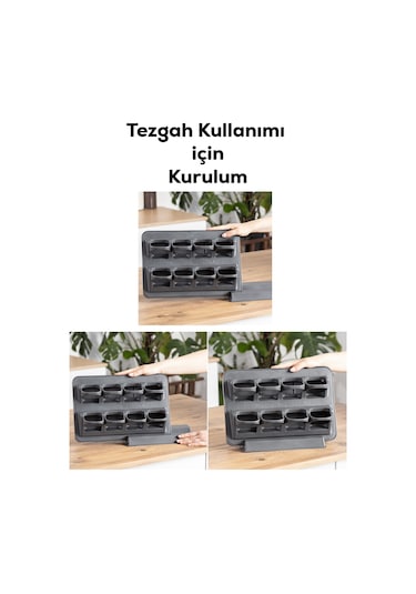 Porsima 1117 Standlı Kaşıklı 360° Döner Kapaklı Baharatlık Seti Antrasit - Gri