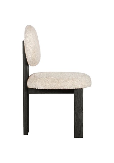 Coco İskandinav Teddy Natural Ahşap Bohem Sandalye Siyah - Beyaz