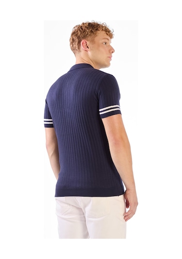 Dufy Fitilli Polo Triko Tshirt Lacivert