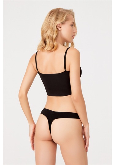 Basic Pamuklu Kadın Tanga 3'lü Paket Külot - 3 Renkli-3