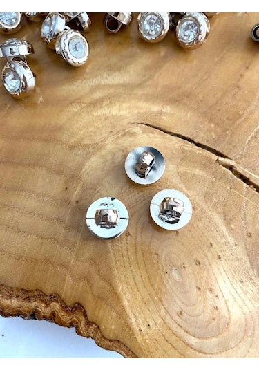 Metalize Ayaklı Gold Taşlı Düğme 12mm 20adet