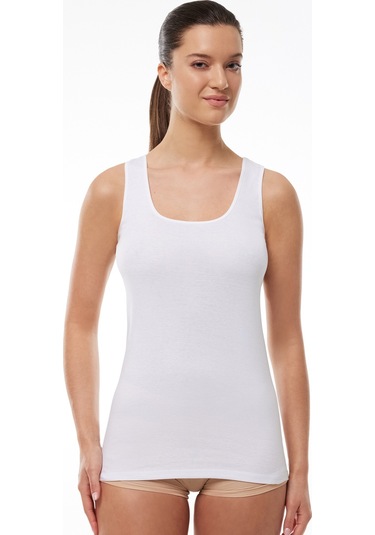 Malabadi Kadın Beyaz 6 Lı Paket %100 Pamuk Ribana Kalın Askılı Atlet 106-e Beyaz
