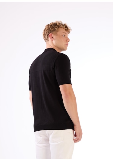 Dufy Siyah Örgü Erkek Triko - Slim Fit SIYAH