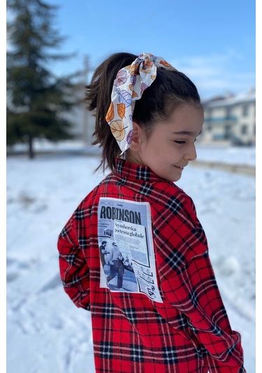 Sırt Baskı Detay Ekose Kız Çocuk Gömlek Çok Renkli