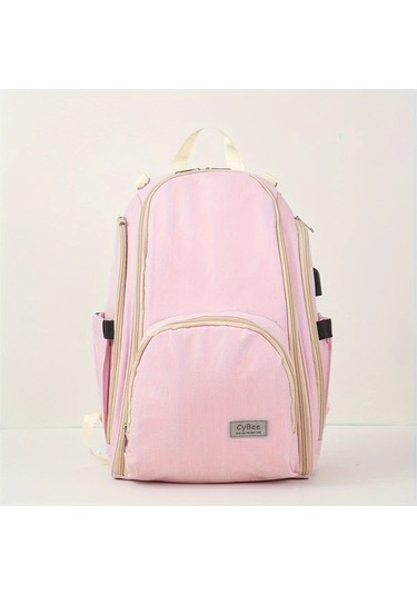 Wangxi Pembe Yüksek Kaliteli Çift Omuzlu Anne Çantası Büyük Kapasiteli Çok Bölmeli Bebek Bezi Çantası Pembe