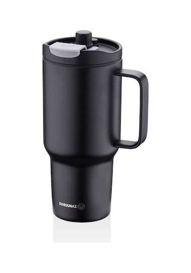 Korkmaz A5577 Freedom 1 Litre Siyah Pipetli Bardak Termos Siyah