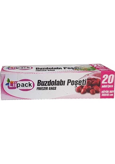 LiiPack Büyük Boy Buzdolabı Poşeti 20'li 30 x 45 CM