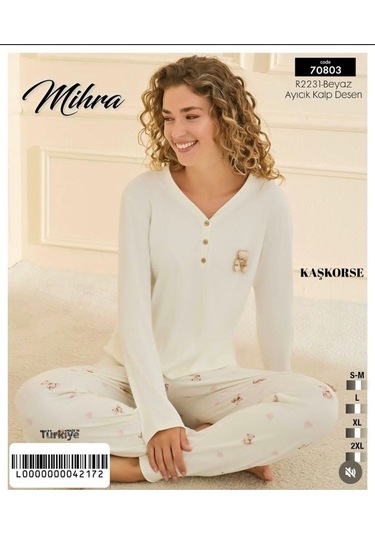 Kaşkorse Pijama Takımı Beyaz