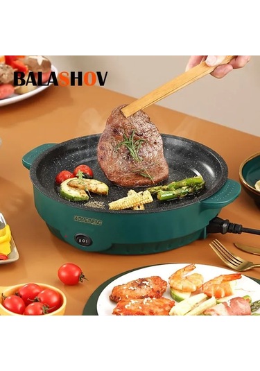 Suofeng Yeşil 22cm Elektrikli Izgara - Hızlı Isınma, İki Temperatur Kontrolü, Kayganlık Engeli Tabanlı, Temizliği Kolay, Ev/ofis/parti Kullanıma Uygun Yeşil