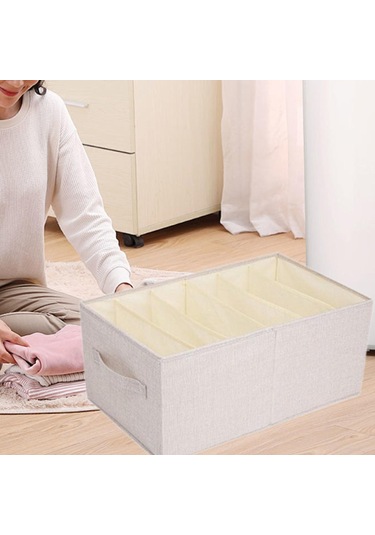 Suntek Giysi Yorgan Saklama Kutusu L Bej 6 Izgara Bej