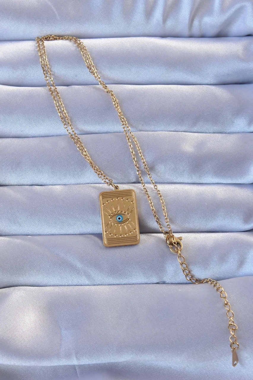 Dodes 316l Altın Renk İşlemeli Nazarlı Göz Model Vintage Kolye Tg27bko9269 Çok renkli