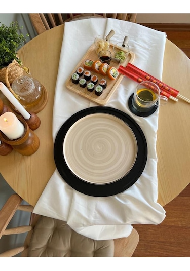 Siyah Ahşap Supla Amerikan Servisi Ve Bardak Altlığı 2'li Takım Siyah