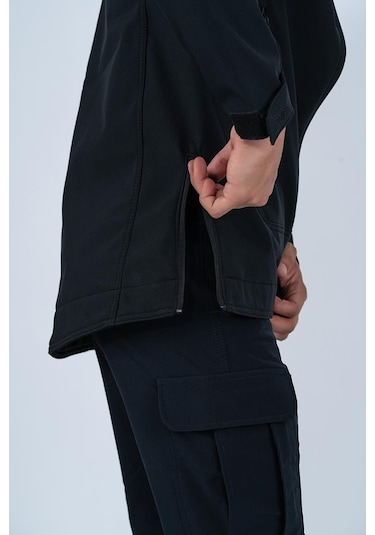 Tactical Mont Kapüşonlu İçi Astarlı Mevsimlik Softjell Dik Yaka Mont - 307c-770-siyah