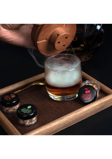 Honeybeeshop 1 Takım 5 Lezzet Ahşap Çip Isıtıcı Duman Kit Viski Şarap Ve Et İçin Erkek Hediyesi