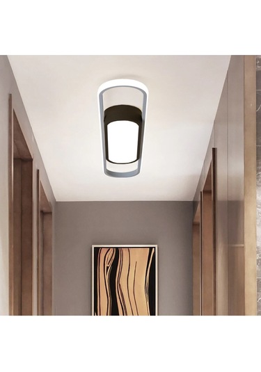 Tavan Led Avize Burn Plafonyer 40x16cm Çevresinde Eko Profil 70cm Siyah - Sarı