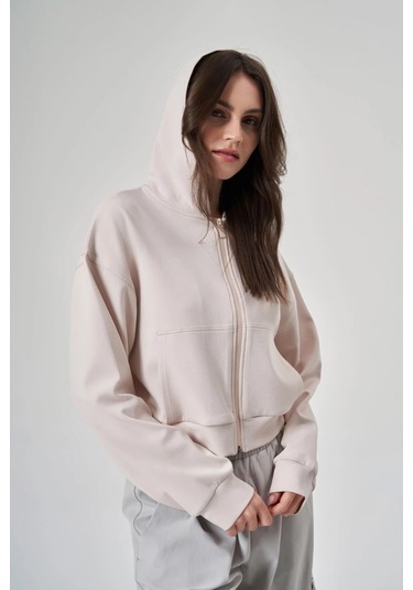 Exuma Kadın Fermuarlı Kum Rengi Sweatshirt 1529109-kum Kum
