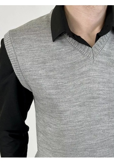 Stil' Goroda Büyük Beden Örgü Yelek 94290778 Gri
