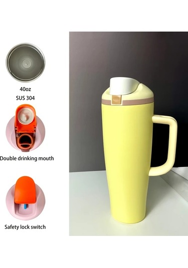 Brightnova Orange 40oz Vakum Paslanmaz Çelik Termos Tutacaklı Bpa-free Sızdırmaz Anti-kaygı 07 Beyaz