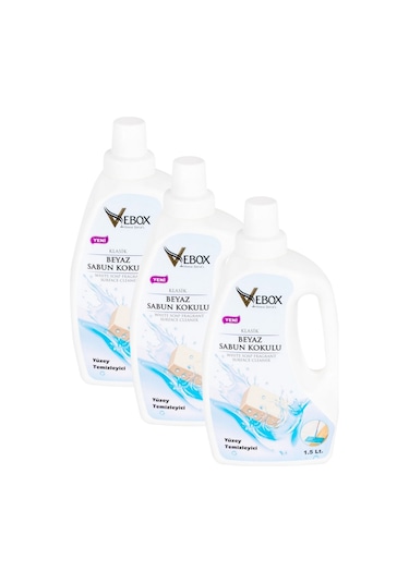 Vebox Beyaz Sabun Kokulu Yüzey Temizleyici 3 x 1500 ML