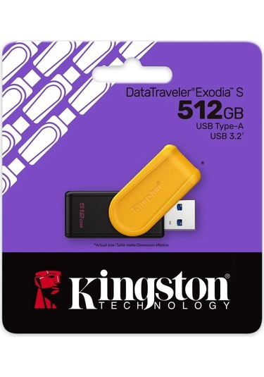 Kingston Dtxs-512gb 512gb Portable Usb 3.2 Gen1 Datatraveler Exodias Black-yellow Flash Bellek