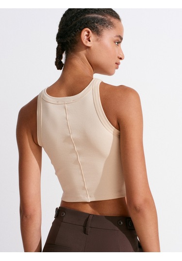 Dilvin 21104 Fitilli Crop Top-taş Taş