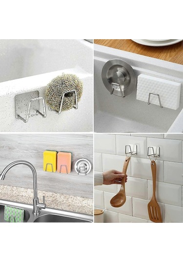 2'li Paket Cilalı Lavabo Tutucu Kendinden Yapışkanlı Süngerlik Düzenleyici Mutfak Aksesuarları İçin Diğer