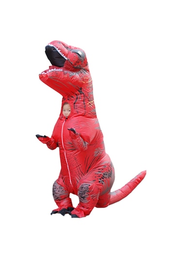 Noel Anaokulu Çocuk Tatil Yaratıcı Performans Şişme Kostüm Çocuk T-rex Kırmızı Yükseklik 1.1-1.4 M Standart