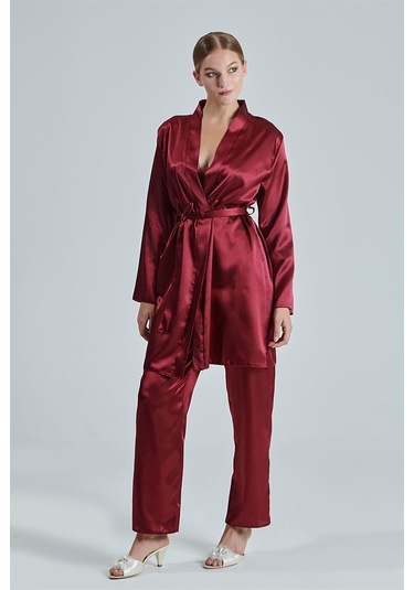 Alissa 8620 Kadın Çeyizlik Saten 6'lı Set-bordo Bordo