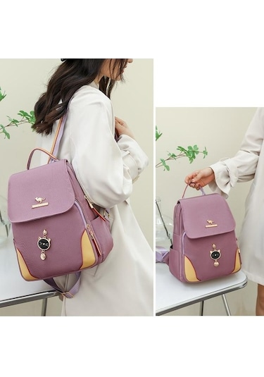 Luckydog Lacivert Kadın Moda Çok Yönlü Naylon Sırt Çantaları Su Geçirmez Büyük Kapasiteli Bayanlar Okul Çantaları Kadın Seyah Lacivert