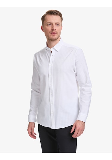 Pierre Cardin Erkek Beyaz Gömlek Desenli 50320859-vr013