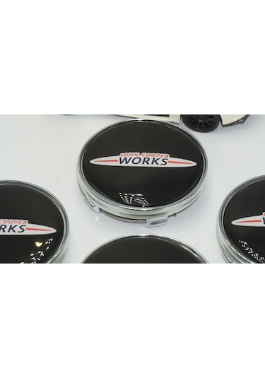 Mini John Cooper Works Logo Gümüş Siyah Jant Göbeği Kapak Seti