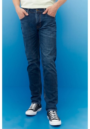 Lee Erkek Luke Slim Fit Düşük Bel Denim Esnek Jean Kot Pantolon L Lacivert