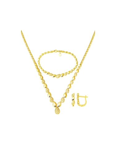 Bilezikci Damla Yolu Taşsız 14 Ayar Altın Takı Seti