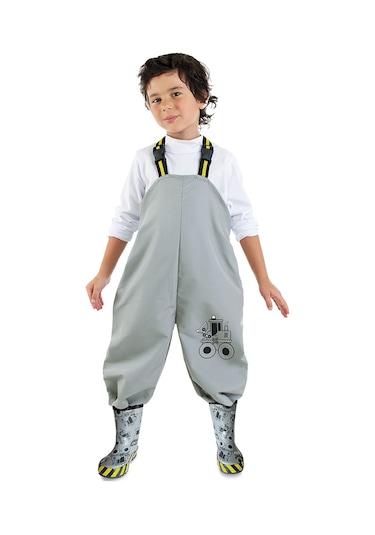 Denokids İnşaat Aracı Erkek Çocuk Su Geçirmez Yağmur Tulumu Renkli