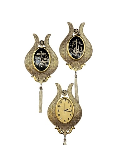 3'lü Duvar Saat-lafız Set Gaga-100 Altın