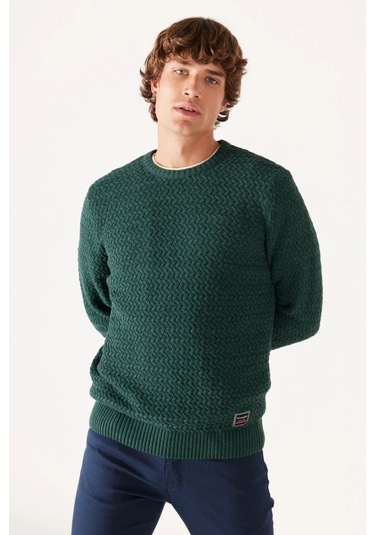 Wrangler Bisiklet Yaka Regular Fit Yeşil Erkek Kazak W232580300 001