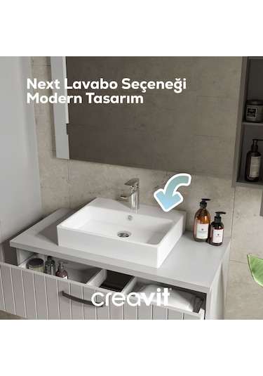 Creavit Nx260 Next Tezgah Üzeri Kare Delikli Lavabo 60 x 50 CM