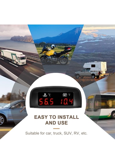 2 İn 1 Universal Araç Dijital Göstergesi Su Sıcaklığı Gerilim Ölçer Voltmetre 936v 18npt İle