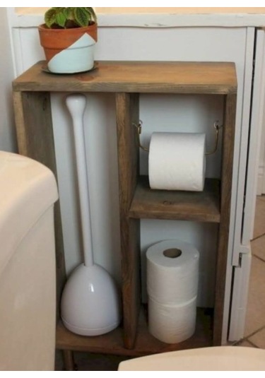 Kuzela Ahşap Tuvalet Kağıtlığı Raf Düzenleyici Ceviz